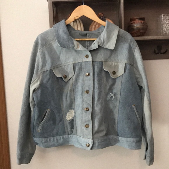 Jackets & Blazers - Jean jacket, multicolor jean, no tag on jacket, unique design, no size